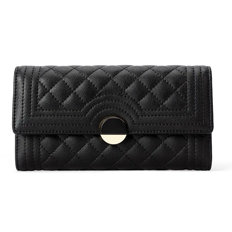 Latest Luxury Design Lychee Pattern Women PU Leather Long Purse Wallet Vegan Leather Women Wallet