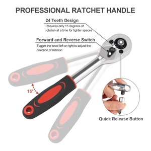 Ensemble d'outils compact et économique de 46 pièces pour réparation automobile, comprenant un jeu de douilles à cliquet de 1/4 pouce, des douilles à embout et une barre d'extension - Product Image 4