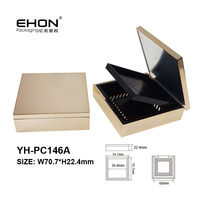 Nouvel Arrivage Boîtes à Poudre Compactes Carrées Portables en Plastique pour Maquillage, Étuis Vides pour Houppettes à Poudre, Effet Métallisé Gaufré