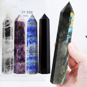 Columna de cristal Natural de 8-15cm, varita de un solo punto, <span class=keywords><strong>Prisma</strong></span> <span class=keywords><strong>Hexagonal</strong></span> de cristal, torre de piedra de fundición blanca, decoración del hogar, artesanías de piedra - Product Image 1