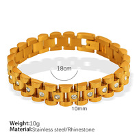 Bracelet de montre en acier inoxydable plaqué or 18 carats avec maillons CZ, texture élégante, bijou unisexe tendance, cadeau idéal - Prix usine TD