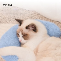 Oreiller pour chien et chat en fourrure - Forme ronde - Super doux - Peluche - Motif uni - Oreiller et tapis de sommeil - Confortable - Oreiller pour animaux de compagnie pour toutes les saisons