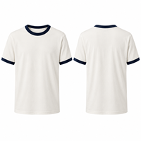 T-shirt Ringer en Coton Unisexe Rétro à Col Rond avec Bordure Contrastante – Essentiel Décontracté Personnalisable pour Votre Marque