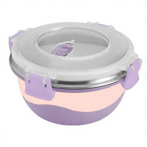Fiambrera de acero inoxidable a prueba de fugas Violet Green Friendly Tapa de bloqueo pulida con fiambrera de plástico - Product Image 1