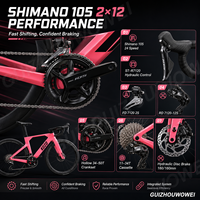 Vélo de route en carbone KOZO II T800, Shimano 105 2x12, pneus Goodyear 700x28C, freins à disque hydrauliques, roues tubeless H50, course