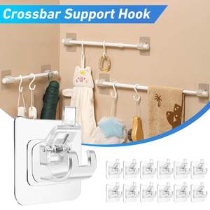 Support adhésif mural <span class=keywords><strong>sans</strong></span> perçage à ressort pour <span class=keywords><strong>tringle</strong></span> de rideau, idéal pour armoire, salle de bain, cuisine - Product Image 5