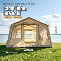 Tente de camping gonflable 400x300x220cm en tissu Oxford PVC, abri pliable quatre saisons imperméable pour l'extérieur
