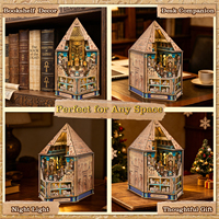 Temple Eternity Luxury Miniature Dollhouse 3D Wooden Puzzle Bookend LED Night Light DIY Craft for Adults Collectible No