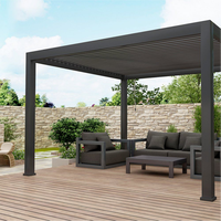 Pergola motorisée de luxe pour l'extérieur avec lumières LED, idéale pour les fêtes barbecue, en aluminium moderne, imperméable et durable