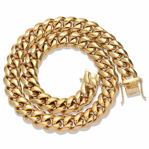 Nuoya mode hommes collier en acier inoxydable 6/8/10mm largeur 18K plaqué or <span class=keywords><strong>Miani</strong></span> cubain lien chaîne Hip Hop bijoux pour cadeaux - Product Image 4