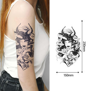 Medio brazo tatuajes temporales azul mate Tribal Floral palabra arte semipermanente dura 2 <span class=keywords><strong>semanas</strong></span> impermeable seguro - Product Image 3