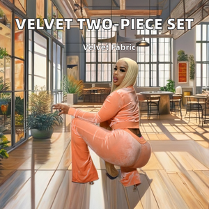 Haute qualité femmes deux pièces ensembles <span class=keywords><strong>velours</strong></span> recadrée sweats à capuche pantalons de survêtement capuche zippée <span class=keywords><strong>pantalon</strong></span> évasé décontracté en gros survêtement - Product Image 2