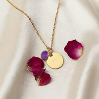 Haomi Collier à pendentif personnalisé en acier inoxydable 18K personnalisable Bijoux vierges avec breloque disque gravé