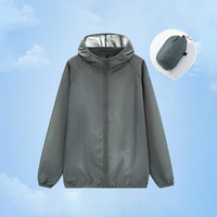 Veste de protection solaire à capuche 100% polyester UPF50+ imperméable, légère, pour le cyclisme en plein air, avec poche de rangement