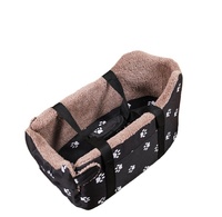 Coussin de transport portable en peluche pour chat, pour les voyages en voiture et en extérieur, en polaire à poils longs, motif patte, anti-affaissement, nid douillet et chaud