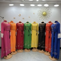 Nouvelle Robe de Soirée Élégante et Ample pour Femme, Style Ethnique Rouge, Boubou Kaftan Abaya à Manches Longues, Africaine et Moyen-Orientale, Ornée de Strass Haut de Gamme