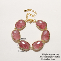 Bracelet réglable en quartz fraise naturel plaqué or, amazonite et jade citron, bijou de guérison en cristal pour femme