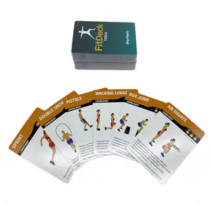 Juego de cartas de ejercicio de yoga con impresión personalizada de fábrica, juego de cartas de ejercicio de aprendizaje de yoga impreso