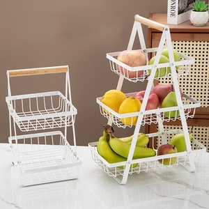 Cesta de frutas Cesta de almacenamiento de frutas y verduras de metal de tres capas Estante de encimera de cocina para una organización conveniente de la encimera - Product Image 2