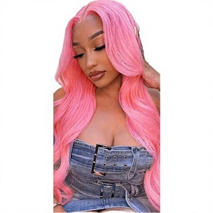 Parrucca lunga rosa con frangia, sintetica, resistente al calore, adatta per l'uso quotidiano, feste e giochi di ruolo per ragazze - Product Image 4
