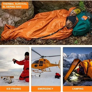 Sac de couchage d'urgence léger en Mylar avec cordon de serrage pour le camping en plein air, sac de survie en gros - Product Image 4