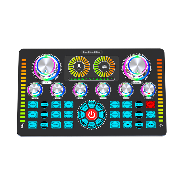 Gaming Audio Mixer OTG Live Streaming Sound Card XLR Interface 48V Phantom Power Noise Cancelling Wired/Wireless Dual 4-Device