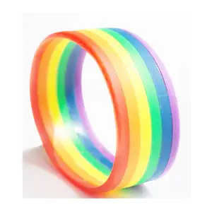 rainbow 6 colors lgbt pride men bracelet silicone