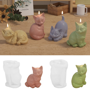 Moule en silicone YS Mini pour bougies en forme de chat, série 3D, pour artisanat, gypse, résine, savon, outils de modelage animal DIY, chocolat, pâtisserie - Product Image 2