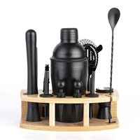 Ensemble de shaker à cocktails écologique en acier inoxydable de 750 ml, 12 pièces, avec support en bambou, logo personnalisé, kit de barman à domicile, outils de bar