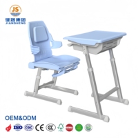 Bureau d'école moderne en métal 2-en-1 réglable avec chaise, mobilier scolaire pliable pour salle de classe