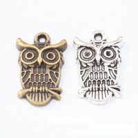 Pendentif en alliage d'argent et de bronze antique, motif hibou aux grands yeux sur branche, pour les amateurs de nature, idéal comme marque-page ou décoration