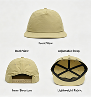 Wins Flying Unstructured Quick Dry Lichtgewicht Ademend Vijf-paneels Pet 256 Style Zachte Nylon Snapback Cap Korte Platte Top Pet