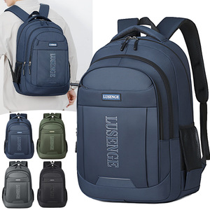 Lusenge Laptop <b>Backpack</b> Large Capacity Unisex Casual Travel Business <b>Backpack</b> Navy Blue <b>Black</b> Green Gray Solid Color - Product Image 1