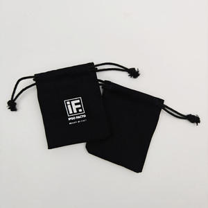 Pochette en toile biodégradable noire avec cordon de serrage, logo de marque de luxe, haute qualité, pour maquillage, sacs à main, bijoux, pochette en coton - Product Image 3