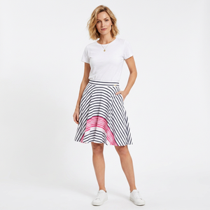 ODM England Style <b>Summer</b> Green Knit Mini Durable Polyester Cotton Natural Waist Comfortable Pocket Soft Breathable A-Line <b>Skirt</b> - Product Image 1