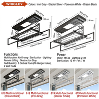 Séchoir à linge électrique mural intelligent avec télécommande, chauffage et lumière UV, pliable pour maison et balcon