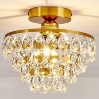 Lustre moderne LED en cristal or et chrome, plafonnier rond décoratif, ampoule E27, salon, chambre à coucher, salle à manger
