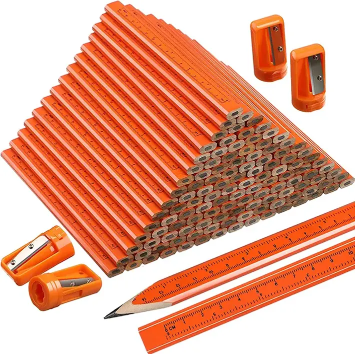 Factory Wholesale Custom Cheap Orange Natural Wood Standard Black Hb/2b Pencil For Carpenter
