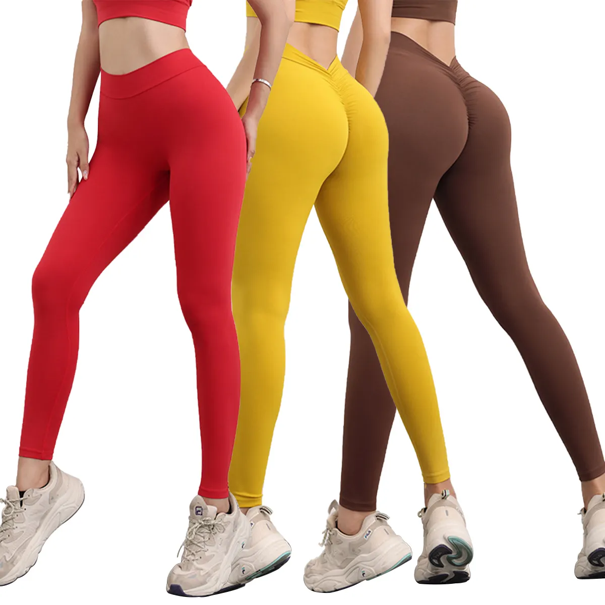 Ck945 Womens V-Trở Lại Scrunch Mông Nâng Xà Cạp Bơ Mềm Cao Eo Booty Vớ Workout Phòng Tập Thể Dục Yoga Quần