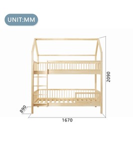 Lit superposé autoportant moderne en <span class=keywords><strong>bois</strong></span> massif pour enfants avec barrière de sécurité, armoire de rangement, tête de lit lumineuse <span class=keywords><strong>et</strong></span> design écologique - Product Image 3