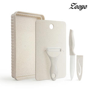 Ensemble de couteaux de cuisine écologiques 4 pièces avec planche à découper, couteau en céramique, éplucheur et étui pour la préparation des aliments - Product Image 4