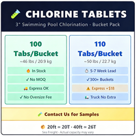 Tablettes de chlore pour piscine homologuées EPA, à dissolution lente, en seau, pour chlorinateurs, disponibles en plusieurs tailles