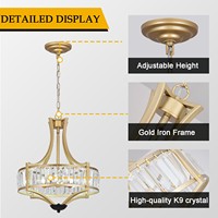 Lámpara de Techo de Cristal E14, Lámpara Colgante para Mesa de Comedor o Bar con Altura Ajustable, Diseño de Linterna, Lámpara de Techo de Cristal
