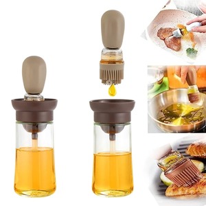 Botella de aceite portátil para cocina con cepillo de silicona, control de cantidad y pulverizador para barbacoa, dispensador de aceite para cocinar y hornear. - Product Image 1