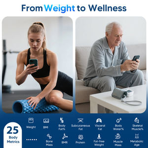 25 Körper metriken Hochpräzises Badezimmer Smart <span class=keywords><strong>Digital</strong></span> Weight <span class=keywords><strong>Scale</strong></span> 500lb Kapazität Körperfett waage - Product Image 4