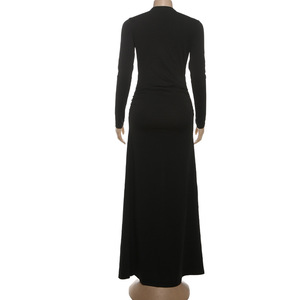 เดรสแฟชั่นผู้หญิงแบบใหม่ คอวีลึก ผ่าข้าง สีพื้น เซ็กซี่ - Product Image 6