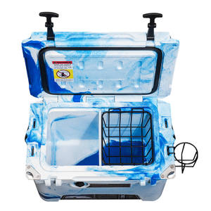Glacière rotomoulée KUER 20 litres, portable, pour camping et pêche, avec bouton à pression, camouflage bleu - Product Image 4