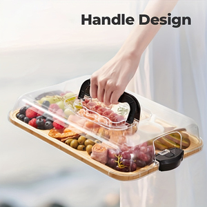 1 bandeja <span class=keywords><strong>de</strong></span> queso <span class=keywords><strong>de</strong></span> bambú con cubierta acrílica y cierre <span class=keywords><strong>de</strong></span> seguridad - Vajilla <span class=keywords><strong>de</strong></span> madera portátil y ecológica - Product Image 5