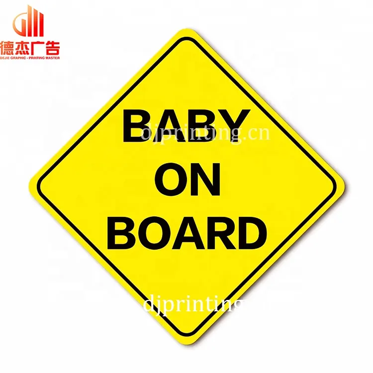 Yellow baby on board for transparent glass sticker sign with custom design