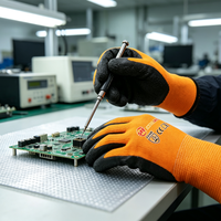 Gecontroleerde fabriekslevering 13G polyester werkhandschoenen SNELL gekreukelde latex palmcoating stevige grip voor landbouw en magazijnhandeling